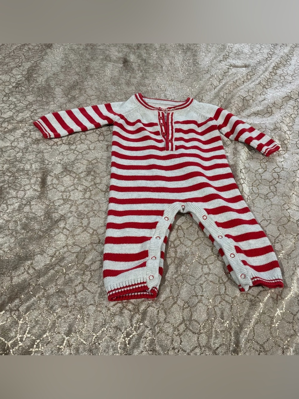 Cat & Jack Red and White Striped Knit One-Piece
